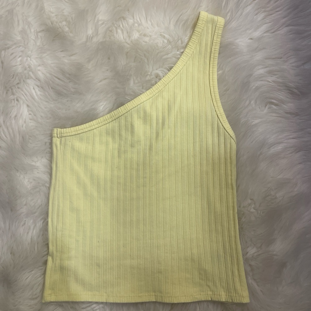 1 shoulder yellow crop top